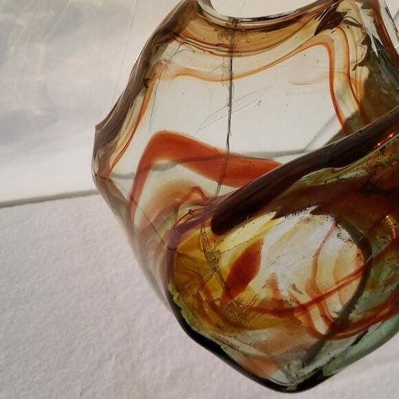 Exquisite Vtg Swirly Colored Glass Swan Bowl Dish - Picture 10 of 11